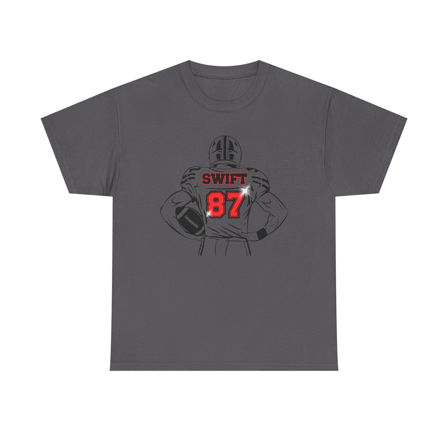 Swift 87 Unisex Heavy Cotton Tee, Football Fan Shirt, KC Chiefs, Kelce, Swiftie, Engaged
