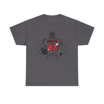 Swift 87 Unisex Heavy Cotton Tee, Football Fan Shirt, KC Chiefs, Kelce, Swiftie, Engaged