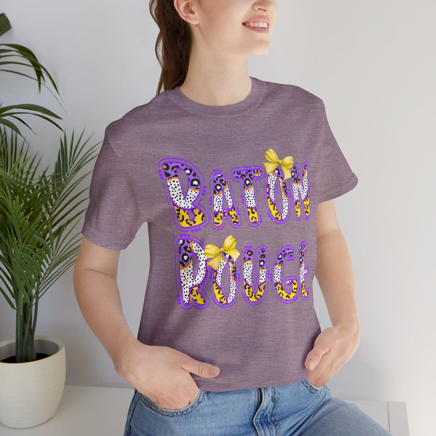 Baton Rouge Graphic Tee, Cute Font, Purple and Gold, LSU, Tigers, Football, Baseball, Team