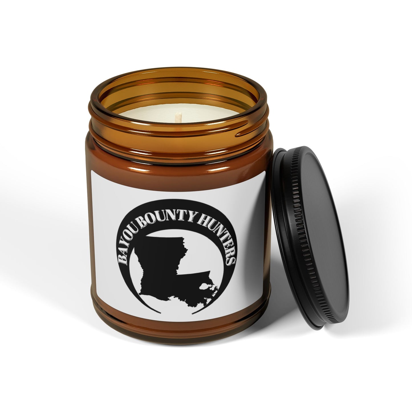 Bayou Bounty Hunters, Scented Soy Candle - Relaxing Amber Jar, Home Decor, Gift for Candle Lovers, Aromatherapy, Multi-Size Options