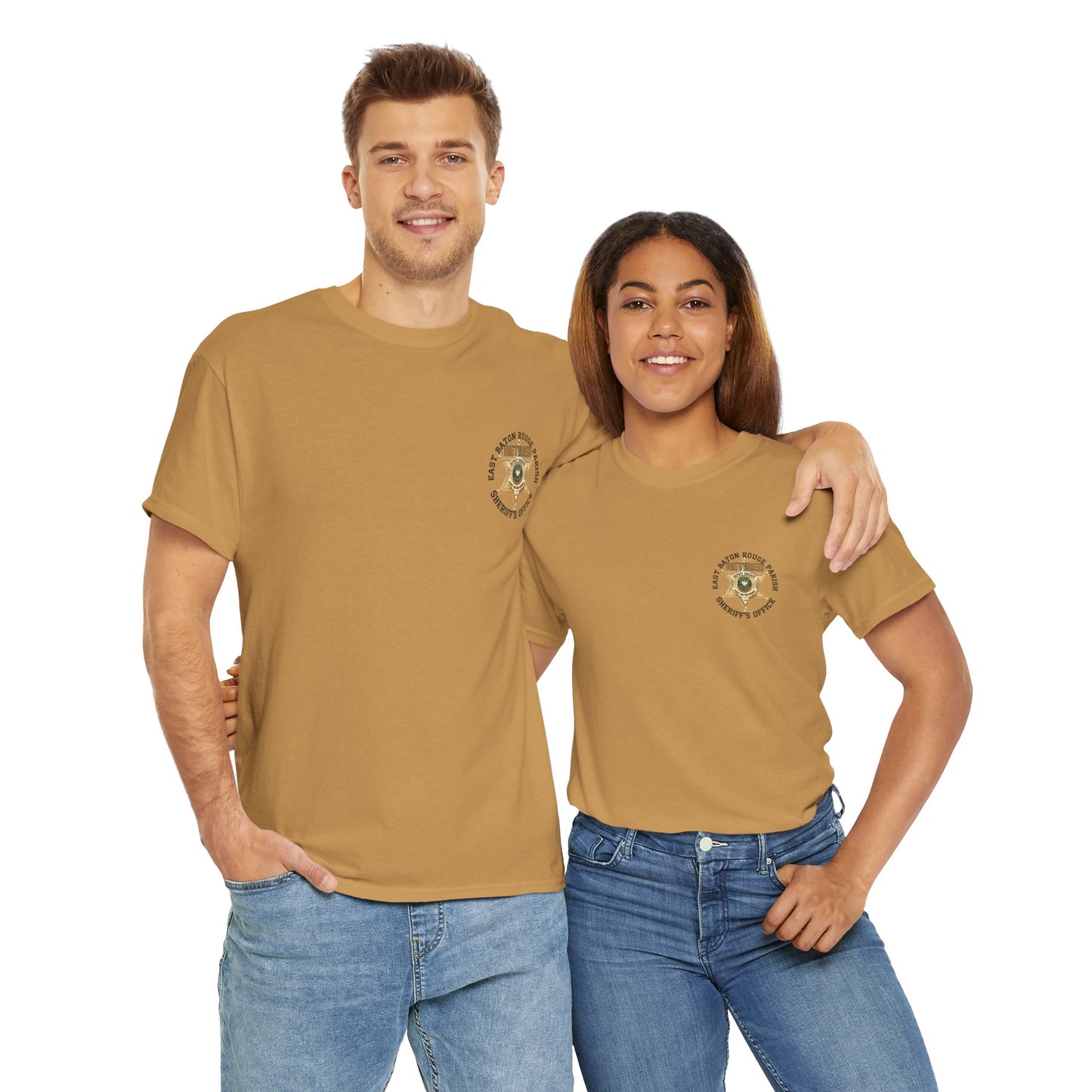Pocket Front, Design on Back EBRSO Badge Retired Sheriff Heavy Cotton Tee, Unisex Tee, Law Enforcement Gift, Retirement Celebration T-shirt