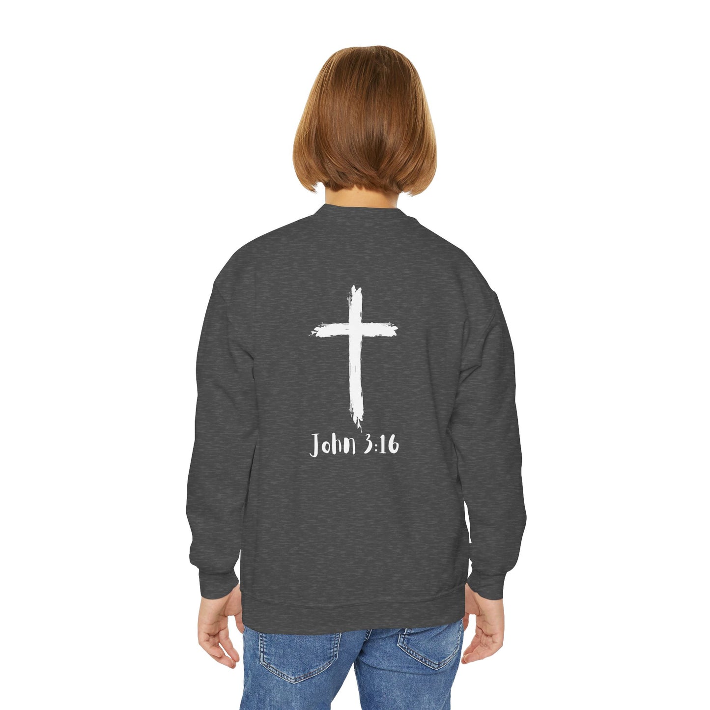 Youth Crewneck Sweatshirt - Thank U Jesus, Faithful Crewneck, Christian Youth Apparel, Inspirational Gift, Bible Verse Sweatshirt