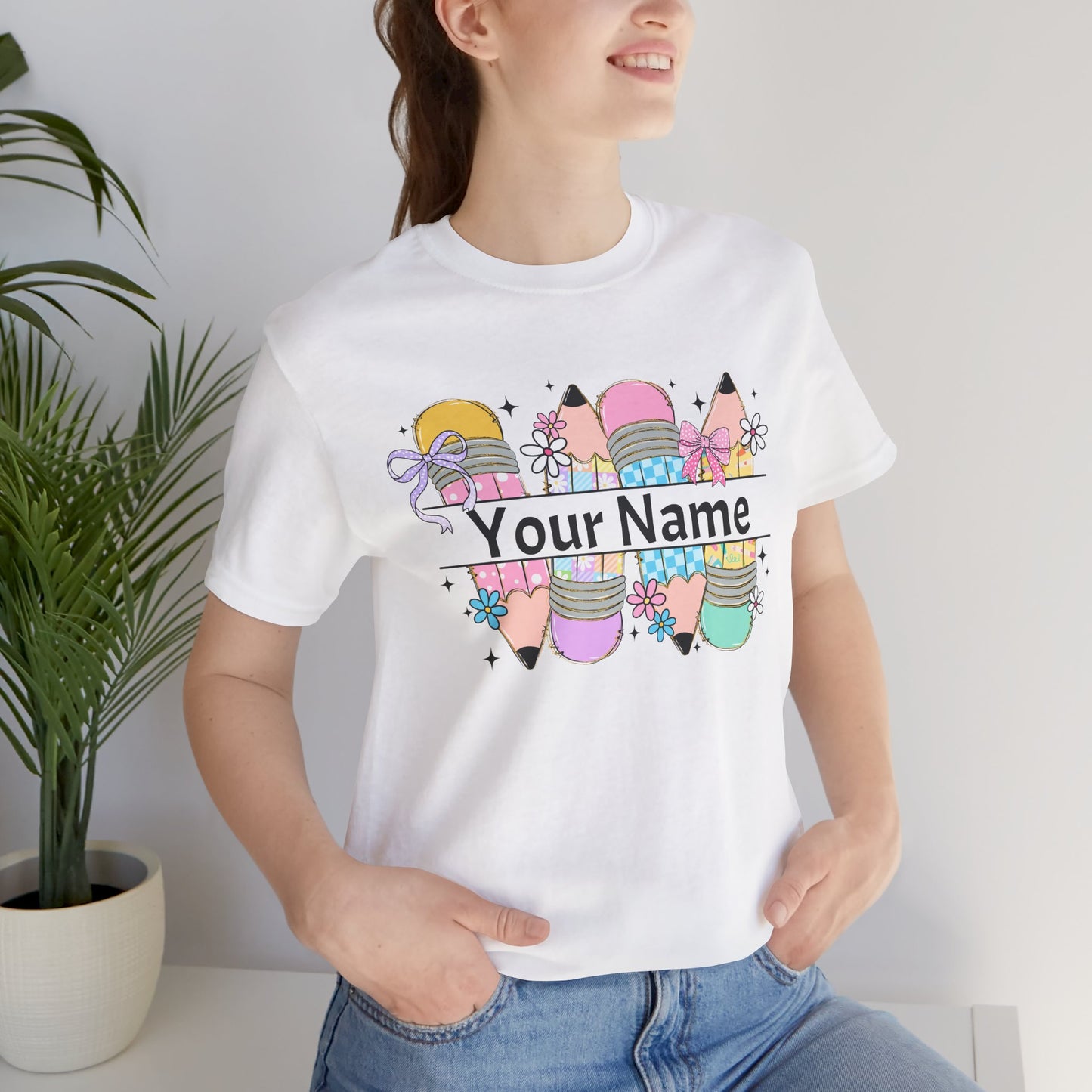 Personalized Back to School Pencil with your name design, on a bella canvas shirt