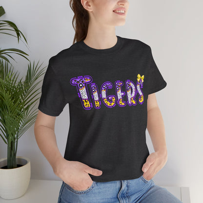 Tigers Graphic Tee, Cute Font, Purple and Gold, LSU, Tigers, Football, Baseball, Team