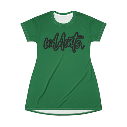 Green, Wildcats T-Shirt Dress - Stylish Casual Wear for Parties, Birthdays, or Everyday Outfits, Comfortable and Fashionable