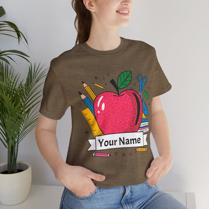 Personalized Teacher T-Shirt, Custom Apple Tee, Back to School Gift,