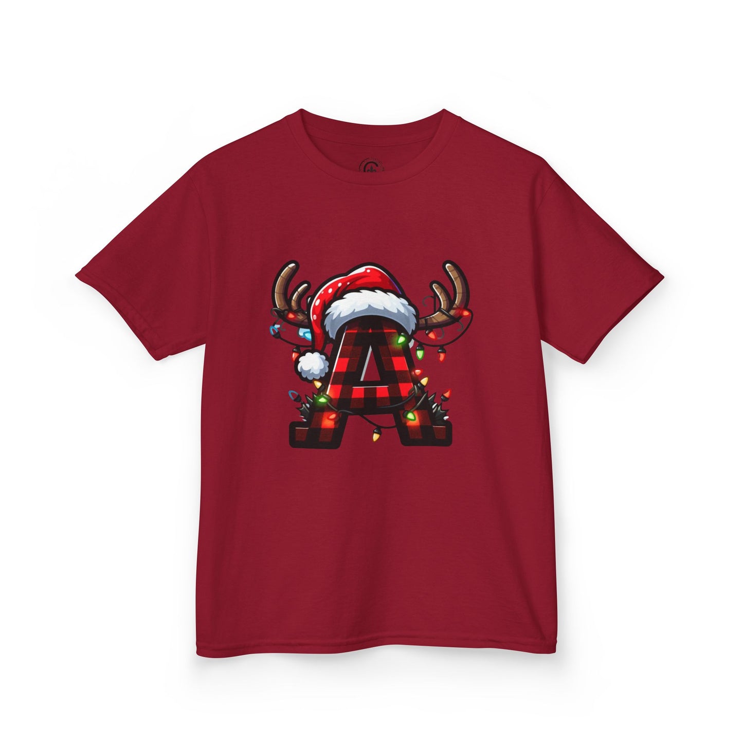 Letter A, Christmas Themed Kids Tee, Holiday Gift for Children, Personalized Holiday Shirt, Kids Holiday Outfit, Family Matching