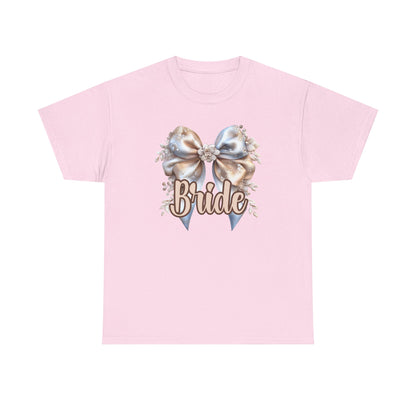 Bride Bow Unisex Heavy Cotton Tee, Wedding Gift, Bridal Shower Tee, Engagement Outfit, Bachelorette Party Apparel