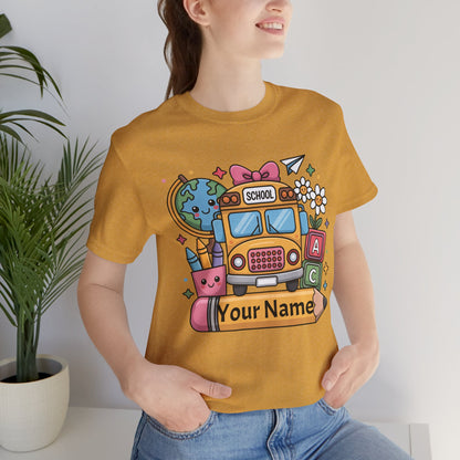 Personalized School Bus T-Shirt for Kids, Fun Graphic Tee, Back to School