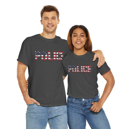Police Flag Graphic Tee, T-Shirt, Unisex Humor Shirt, Gifts for Friends, Casual Wear, law enforcement