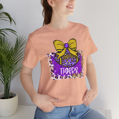 Tigers, Football, Animal Print, Glitter Bow, unisex tshirt tee