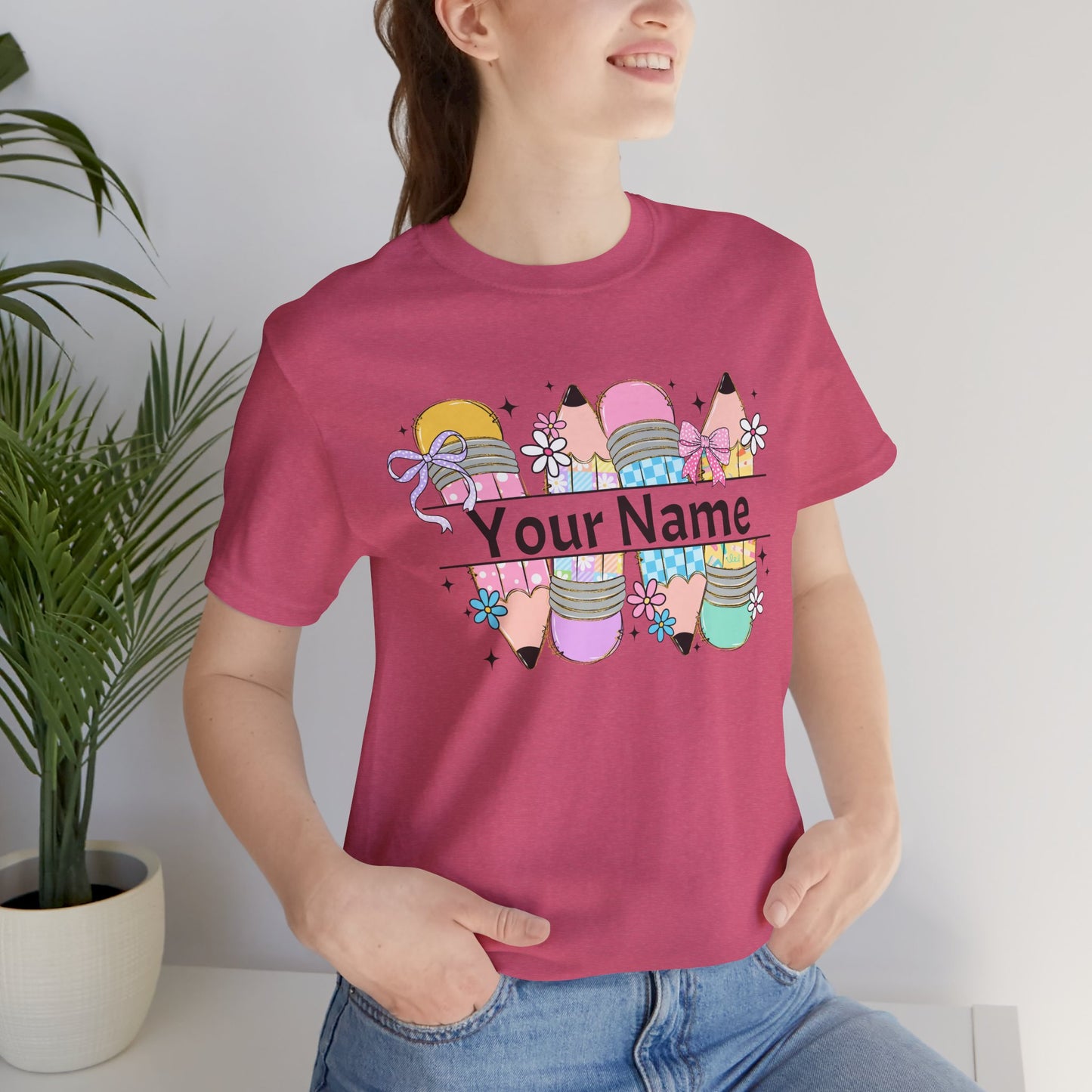 Personalized Back to School Pencil with your name design, on a bella canvas shirt