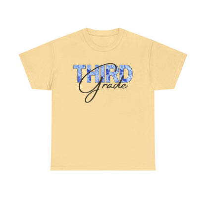 Third Grade Unisex Heavy Cotton Tee, Back to School Shirt, Teacher Gift, Kids Clothing, Classroom Style, Educational Apparel