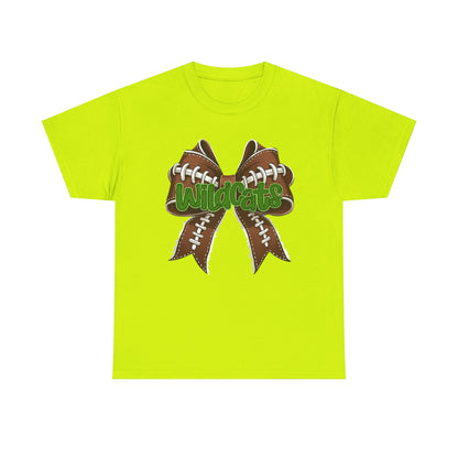 Wildcats Football Bow Unisex Heavy Cotton Tee | Sportswear, Team Spirit, Casual Wear, Gifts for Fans, Game Day Outfit