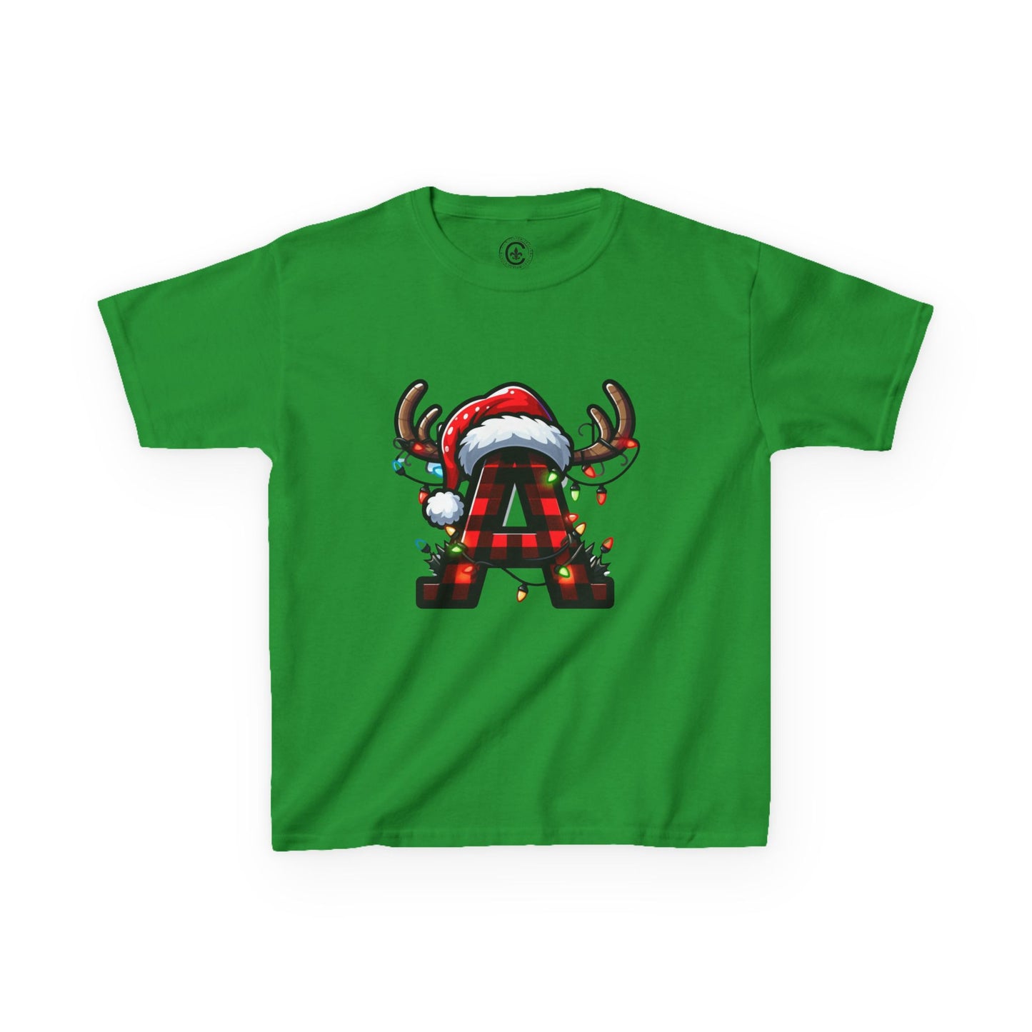 Letter A, Christmas Themed Kids Tee, Holiday Gift for Children, Personalized Holiday Shirt, Kids Holiday Outfit, Family Matching