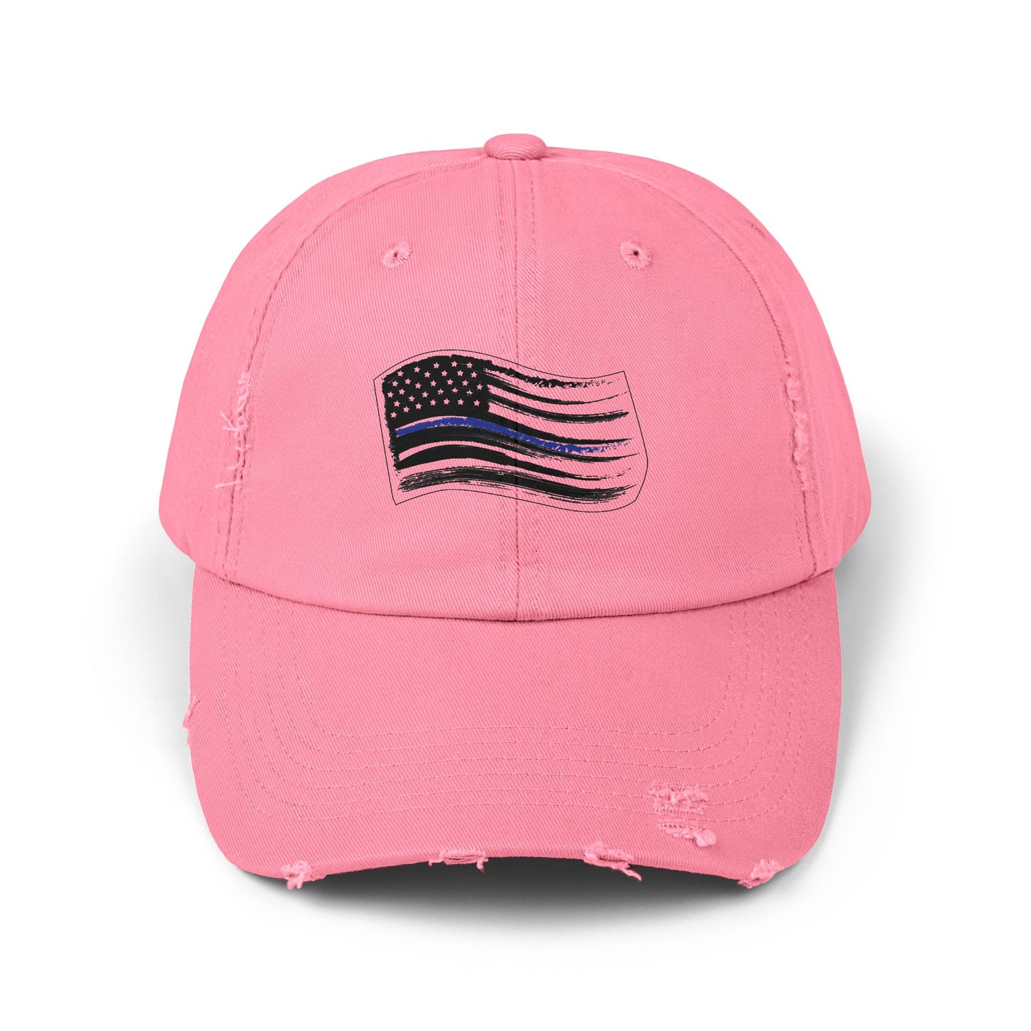 Thin Blue Line Flag, Unisex Distressed Cap, Funny Hat, Casual Gift, Everyday Wear, Cool Accessory, Adjustable Cap