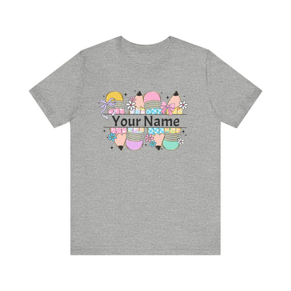 Personalized Back to School Pencil with your name design, on a bella canvas shirt