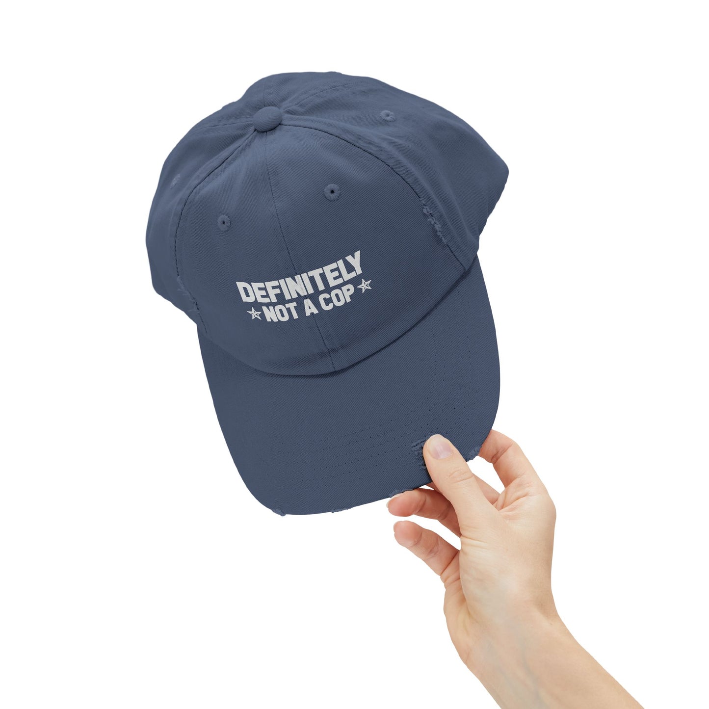 Definitely NOT a cop, Unisex Distressed Cap, Funny Hat, Casual Gift, Everyday Wear, Cool Accessory, Adjustable Cap