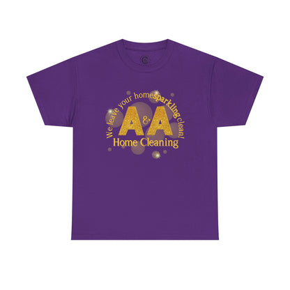 A&A Cleaning Services, Logo, Gold on Purple Crew Neck unisex tshirt, Gildan