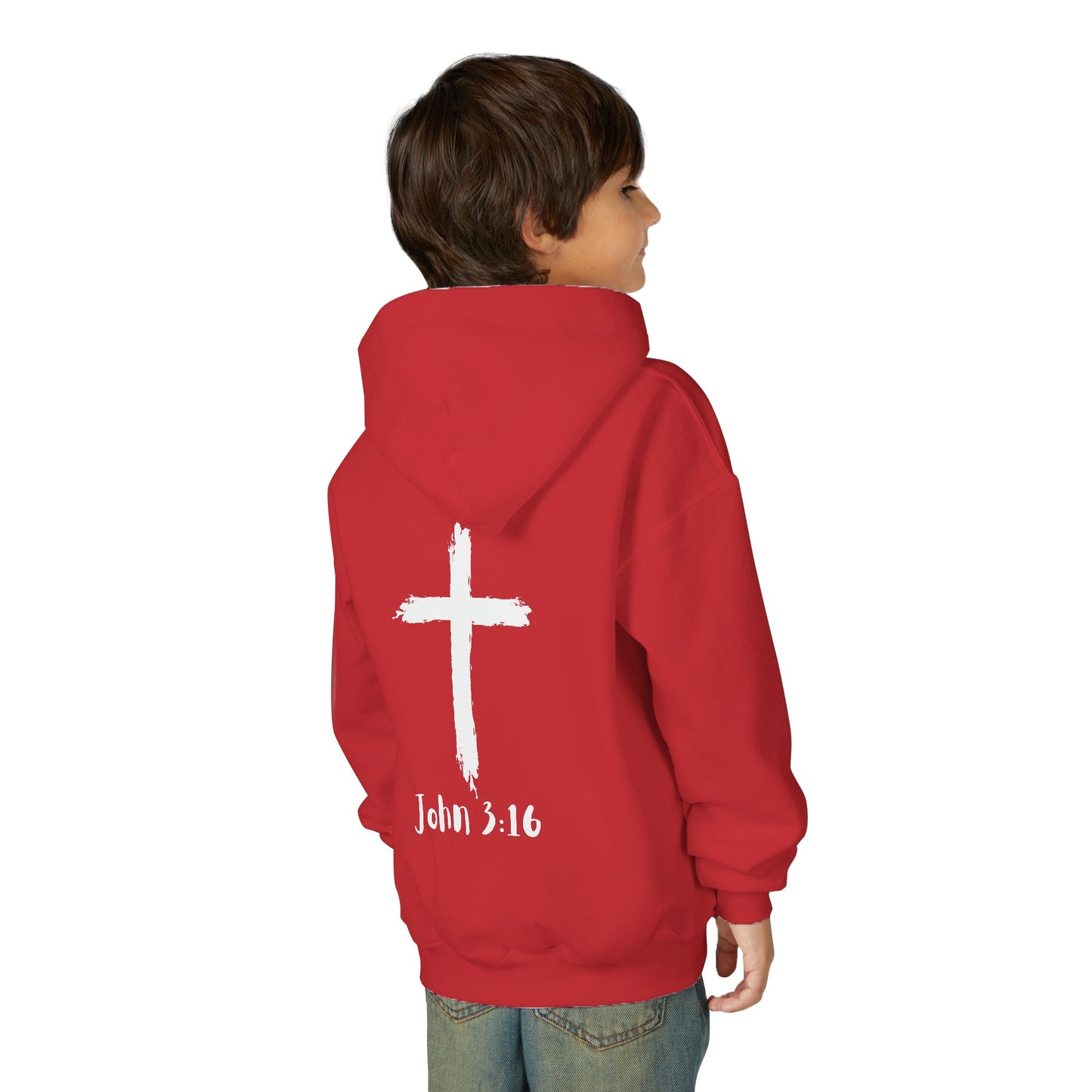 Thank you Jesus, John 3:16 Youth Heavy Blend Hooded Sweatshirt, Thank U Jesus Faith Hoodie, Christian Youth Apparel, Religious Gift for Teens, John 3:16 Inspired