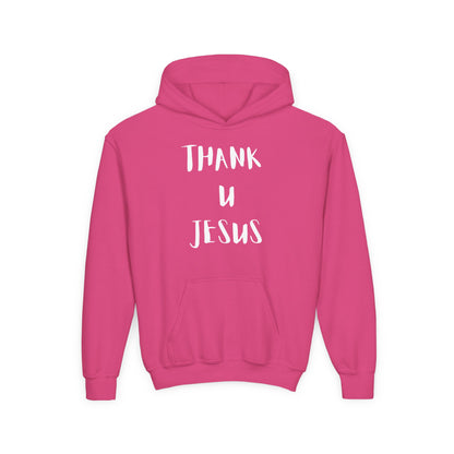 Thank you Jesus, John 3:16 Youth Heavy Blend Hooded Sweatshirt, Thank U Jesus Faith Hoodie, Christian Youth Apparel, Religious Gift for Teens, John 3:16 Inspired