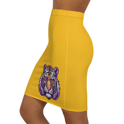 Yellow Tiger Women's Pencil Skirt, Stylish Skirt for Office, Fun Night Out, Geaux LSU Tigers!