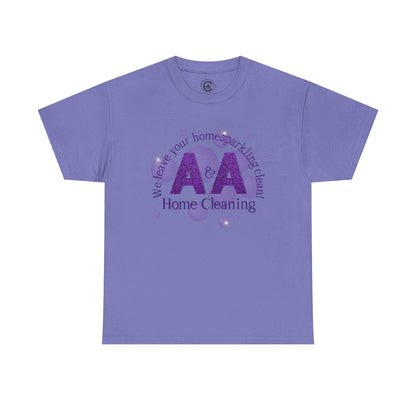 A&A Cleaning Services, Logo, Purple on Gold Crew Neck unisex tshirt, Gildan