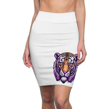 Fierce Purple Tiger Women's Pencil Skirt, Animal Print Skirt, Unique Fashion, Statement Piece, Casual Wear, Gifts for Her