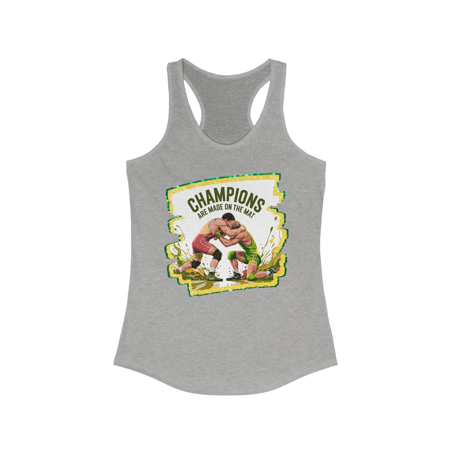 Green and Gold, Wrestling, Women's Racerback Tank - Perfect for Game Day, Workout, Casual Wear, Sports Events, Gifts