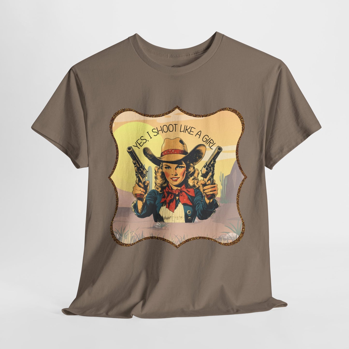 Personalized, Western Style Graphic Tee - "Yes, I Shoot Like A Girl", Cowgirl Shirt, Gift for Her, Feminist Apparel, Casualwear, Rodeo Outfit