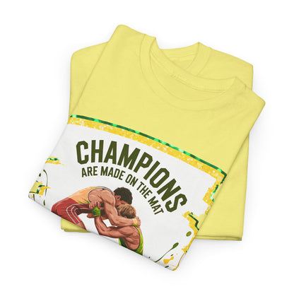 Green and Gold, Wrestling Heavy Cotton Tee, Unisex T-Shirt, Sports Fan Gear, Workout Shirt, Motivational Apparel