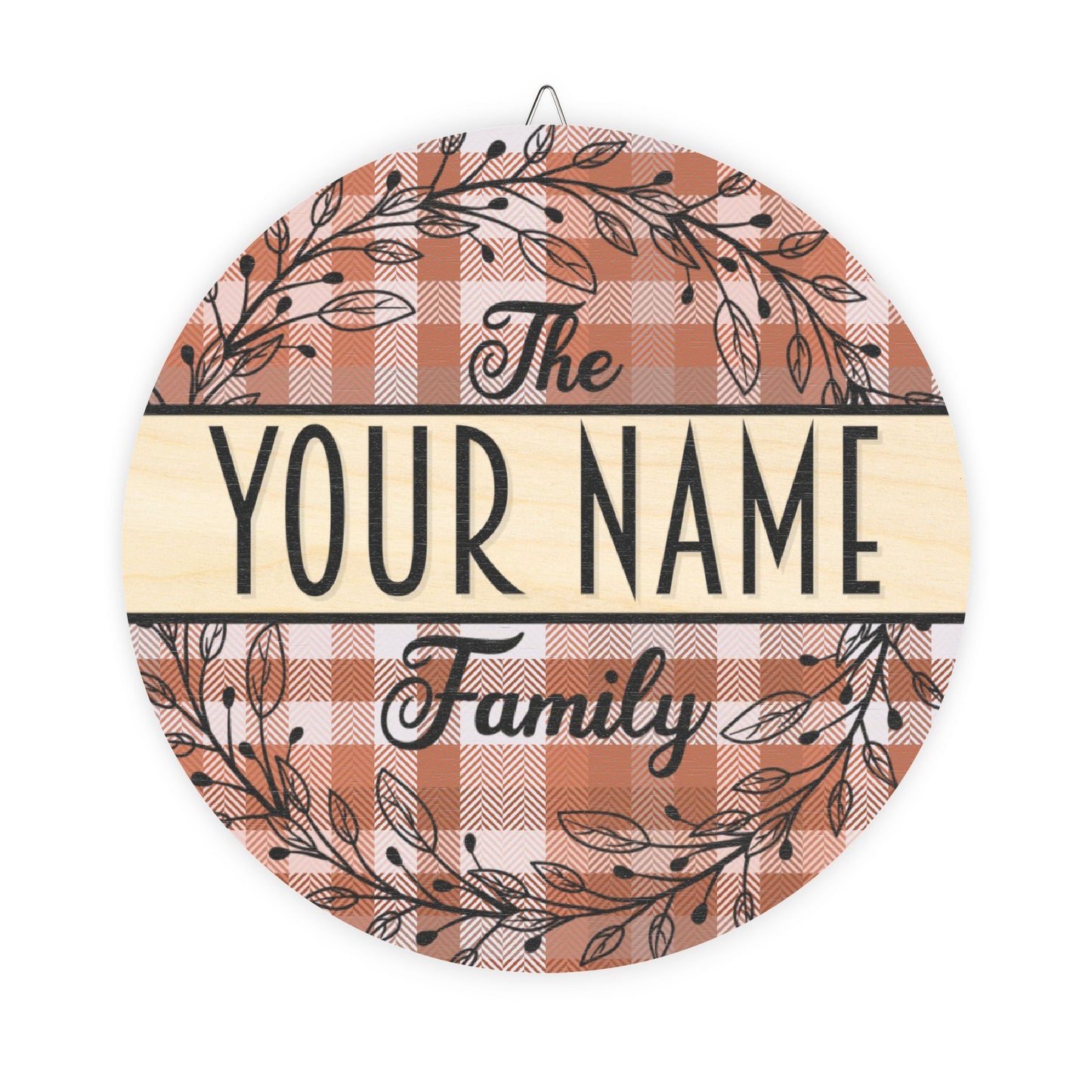 Personalized, Family Name, Fall, Plaid,Thanksgiving Door, Decor, Sign, Wreath, Wooden Door Hanger