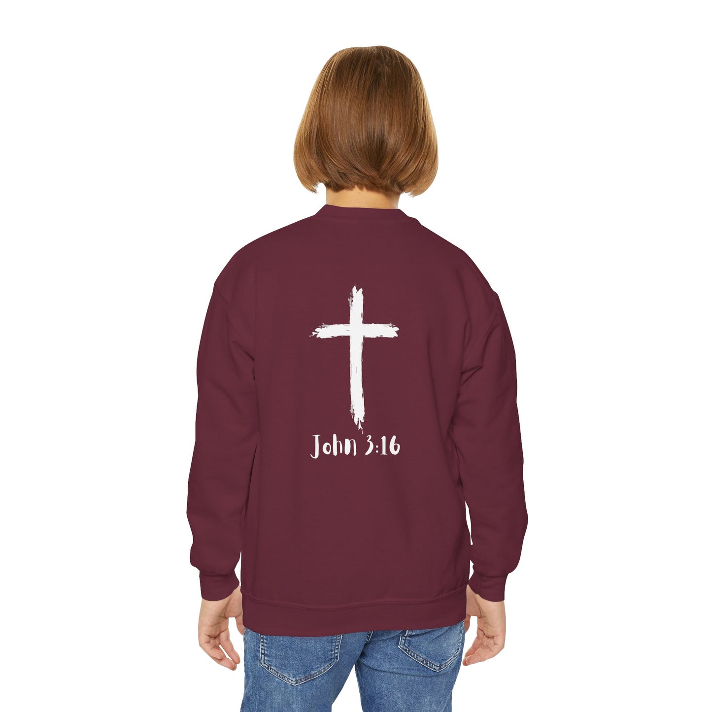 Youth Crewneck Sweatshirt - Thank U Jesus, Faithful Crewneck, Christian Youth Apparel, Inspirational Gift, Bible Verse Sweatshirt