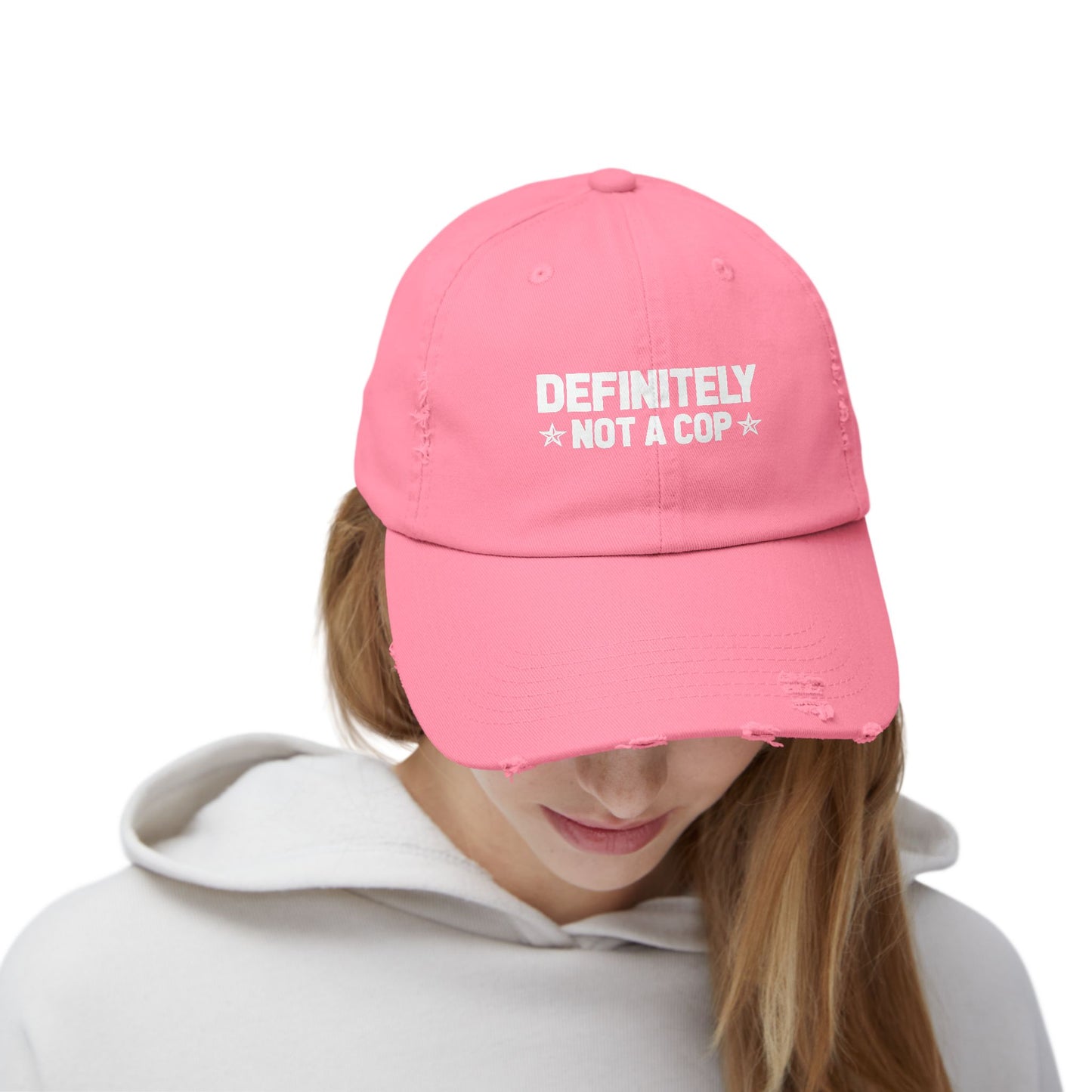Definitely NOT a cop, Unisex Distressed Cap, Funny Hat, Casual Gift, Everyday Wear, Cool Accessory, Adjustable Cap