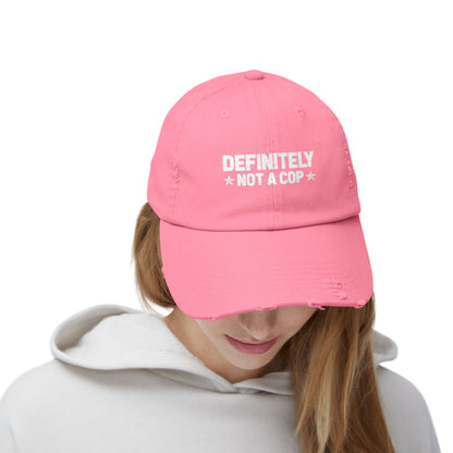 Definitely NOT a cop, Unisex Distressed Cap, Funny Hat, Casual Gift, Everyday Wear, Cool Accessory, Adjustable Cap