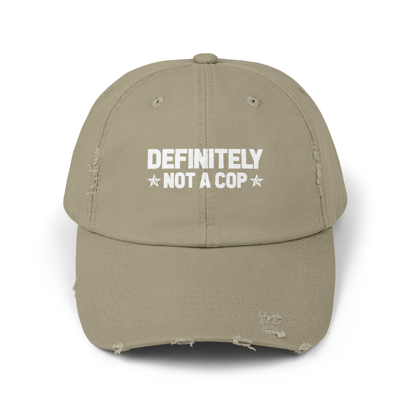 Definitely NOT a cop, Unisex Distressed Cap, Funny Hat, Casual Gift, Everyday Wear, Cool Accessory, Adjustable Cap
