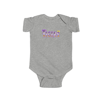 Tigers Purple and Gold, Cute Infant Bodysuit