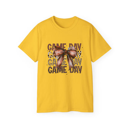 LSU Gold Day, Game Day with a Bow Football Tee, Cute Football T-Shirt, Gift for Sports Lovers, Unique Football Apparel, Casual Everyday Wear