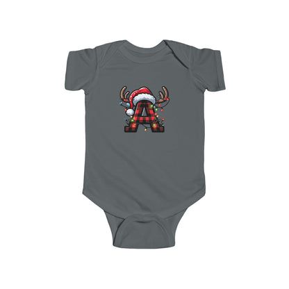 Christmas Monogram A, Family Matching, Baby Bodysuit, Cute Holiday Infant Outfit, , Festive Newborn Romper, Santa Design Baby Onesie