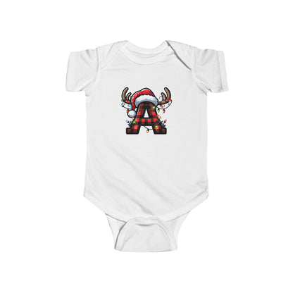 Christmas Monogram A, Family Matching, Baby Bodysuit, Cute Holiday Infant Outfit, , Festive Newborn Romper, Santa Design Baby Onesie