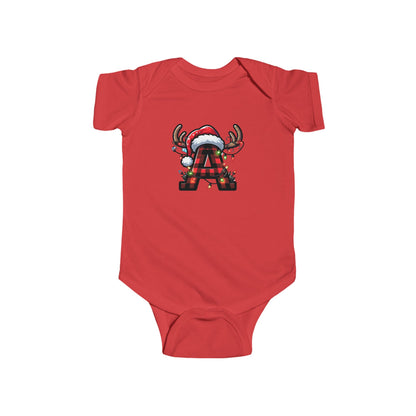 Christmas Monogram A, Family Matching, Baby Bodysuit, Cute Holiday Infant Outfit, , Festive Newborn Romper, Santa Design Baby Onesie