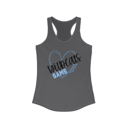 SAMS Wildcats Heart Racerback Tank - Perfect for Summer, Sports, Gifts, Casual Wear, College Events, Team Spirit