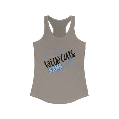 SAMS Wildcats Heart Racerback Tank - Perfect for Summer, Sports, Gifts, Casual Wear, College Events, Team Spirit
