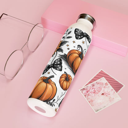 Autumn Pumpkin & Sunflower Slim Water Bottle, Fall Decor, Halloween Gift, Reusable Water Bottle, Eco-Friendly Flask