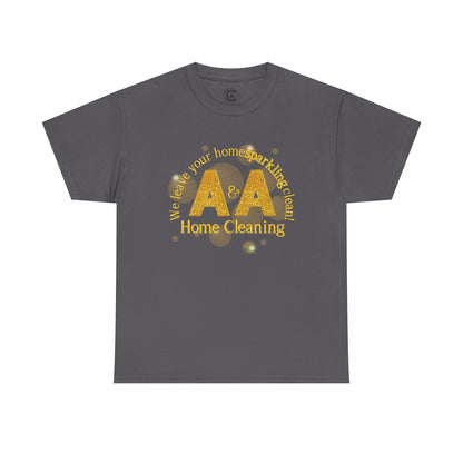 A&A Cleaning Services, Logo, Gold on Purple Crew Neck unisex tshirt, Gildan
