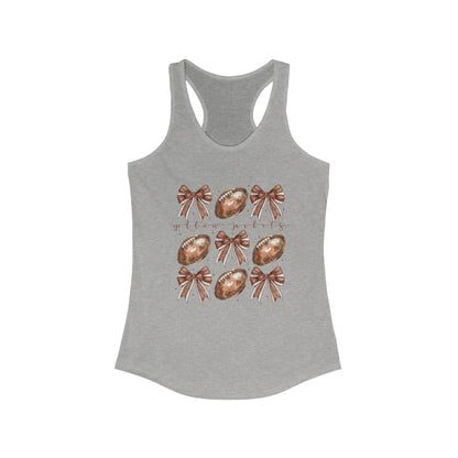 Yellow Jackets, Footballs and Bows Women's Racerback Tank Top, Perfect for Game Day, Sports Events, Tailgating, and Everyday Wear