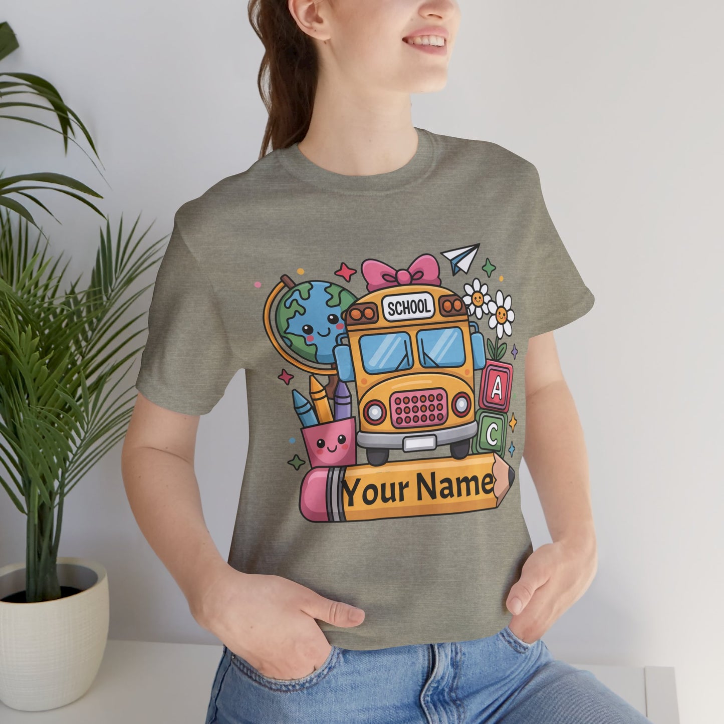 Personalized School Bus T-Shirt for Kids, Fun Graphic Tee, Back to School