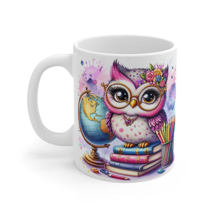 Cute School, Owl, Student, Librarian, Teacher Mug | Perfect Gift for Educators, Back to School, Classroom Decor, Appreciation Day, Coffee Lovers