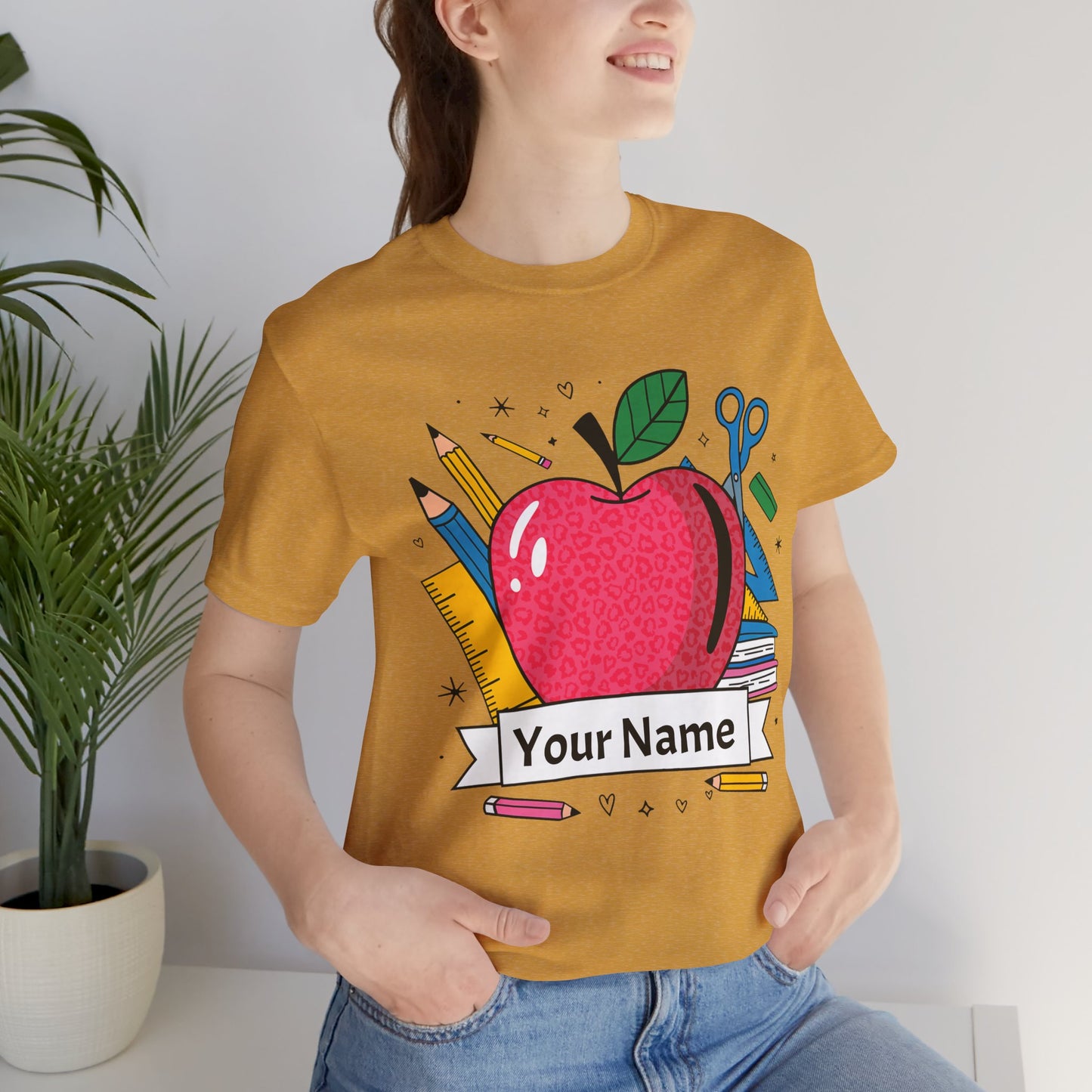 Personalized Teacher T-Shirt, Custom Apple Tee, Back to School Gift,