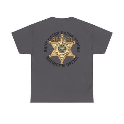 Pocket Front, Design on Back EBRSO Badge Retired Sheriff Heavy Cotton Tee, Unisex Tee, Law Enforcement Gift, Retirement Celebration T-shirt